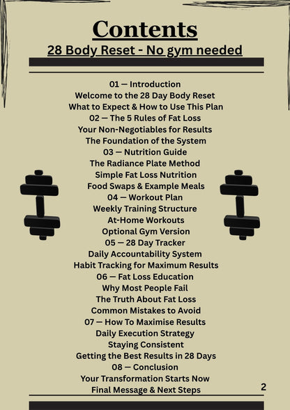 28 DAY BODY RESET - NO GYM NEEDED